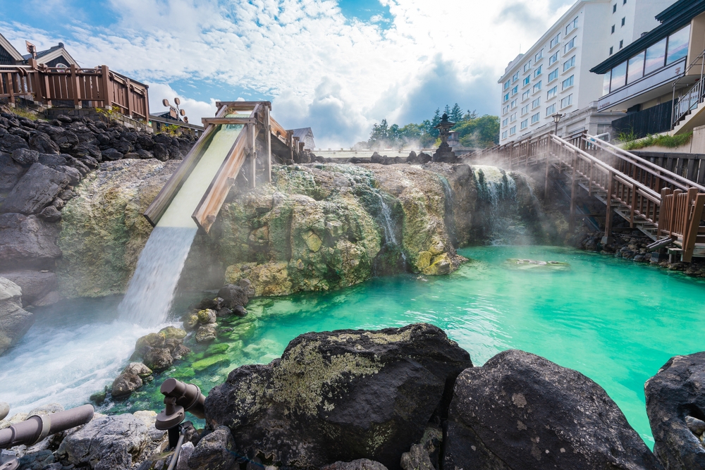 Yubatake landscape at Kusatsu Onsen